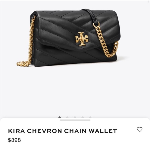 Tory Burch Kira Chain Wallet black with gold hardware with dust bag LIKE NEW - Picture 15 of 16